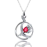 14Kt White Gold Diamond 0.375 ct Pink Ruby Pendant
