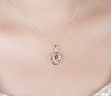 14Kt White Gold Diamond 0.375 ct Pink Ruby Pendant