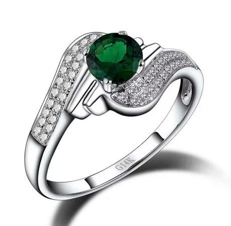 14Kt White Gold Diamond 0.59 ct Tsavorite Ring (Unisex)