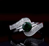 14Kt White Gold Diamond 0.59 ct Tsavorite Ring (Unisex)