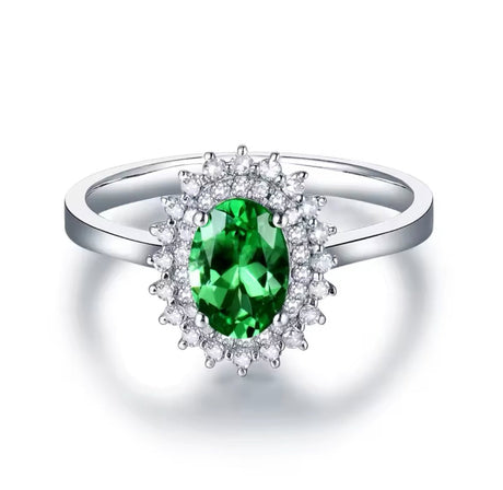 14Kt White Gold Diamond 0.68 ct Tsavorite Ring