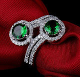 14Kt White Gold Diamond 1.03 ct Tsavorite Ring (Unisex)