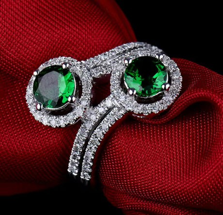 14Kt White Gold Diamond 1.03 ct Tsavorite Ring (Unisex)