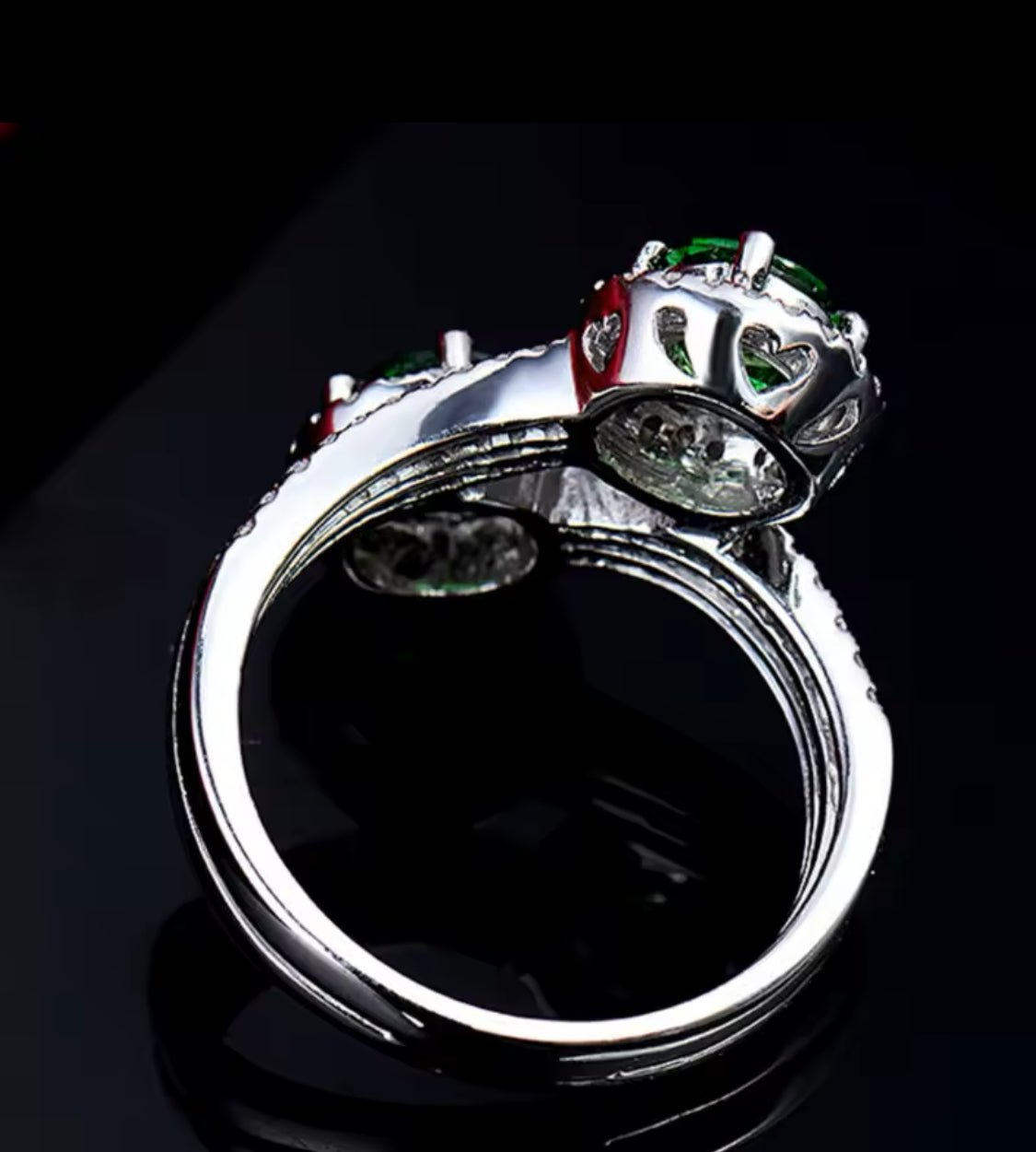 14Kt White Gold Diamond 1.03 ct Tsavorite Ring (Unisex)