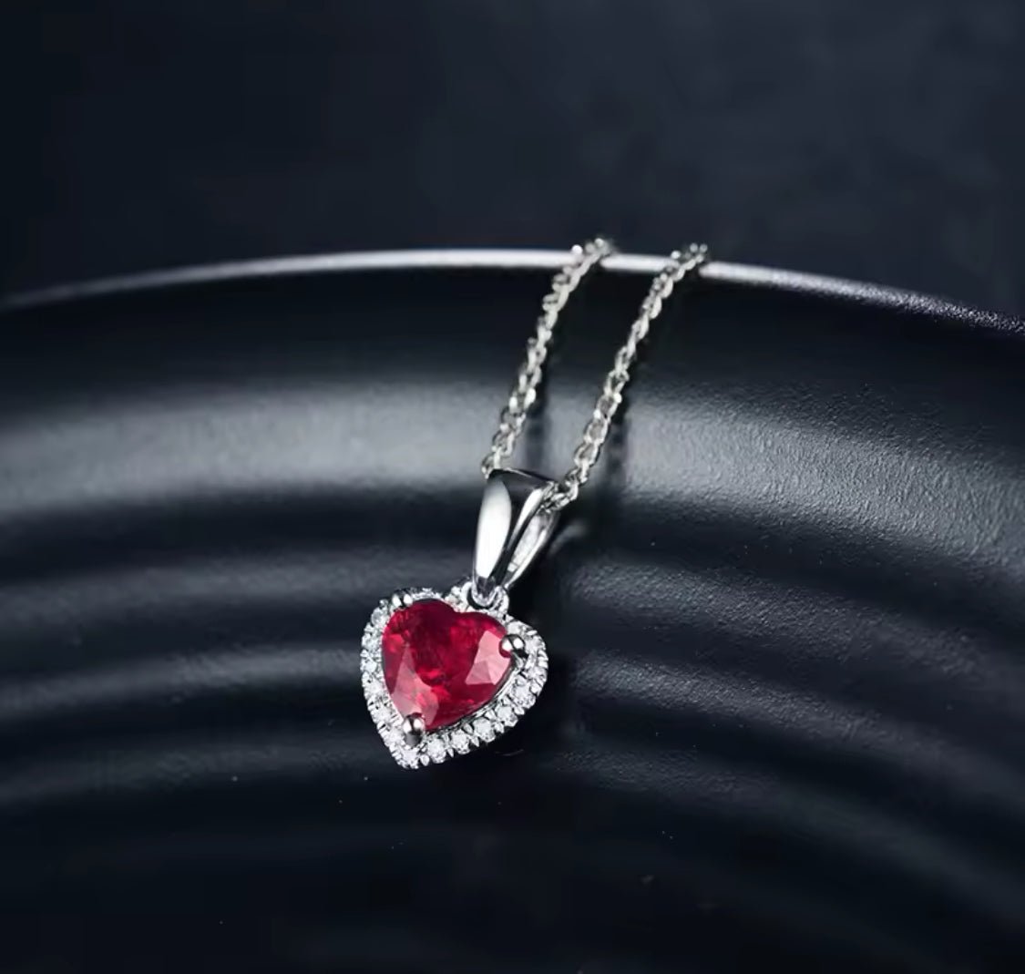 14Kt White Gold Diamond 1.60 ct Pink Ruby Pendant