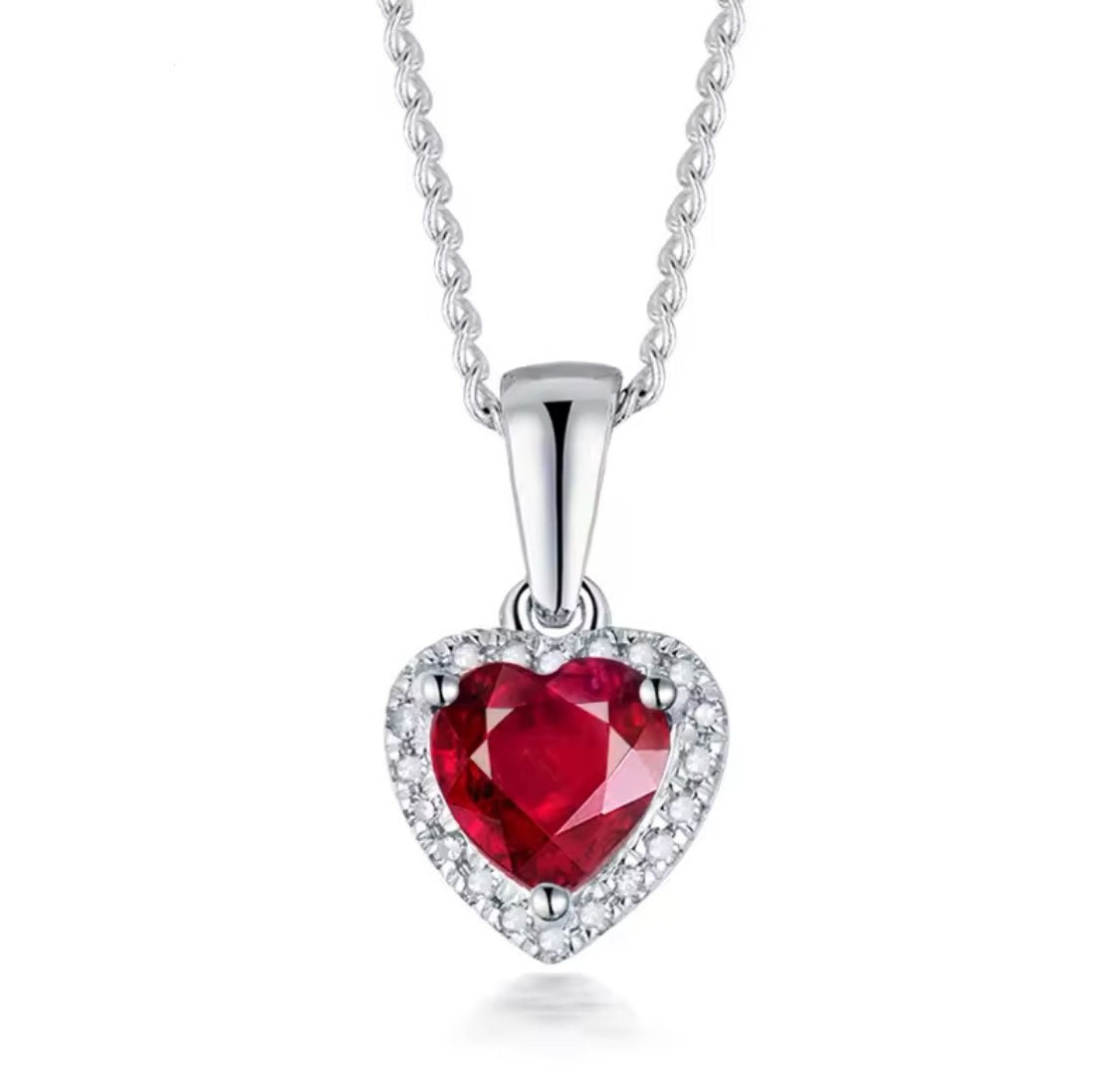 14Kt White Gold Diamond 1.60 ct Pink Ruby Pendant