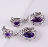 14Kt White - Gold Diamond 16.09 ct Amethyst Earrings