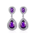 14Kt White - Gold Diamond 16.09 ct Amethyst Earrings
