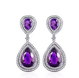 14Kt White - Gold Diamond 16.09 ct Amethyst Earrings