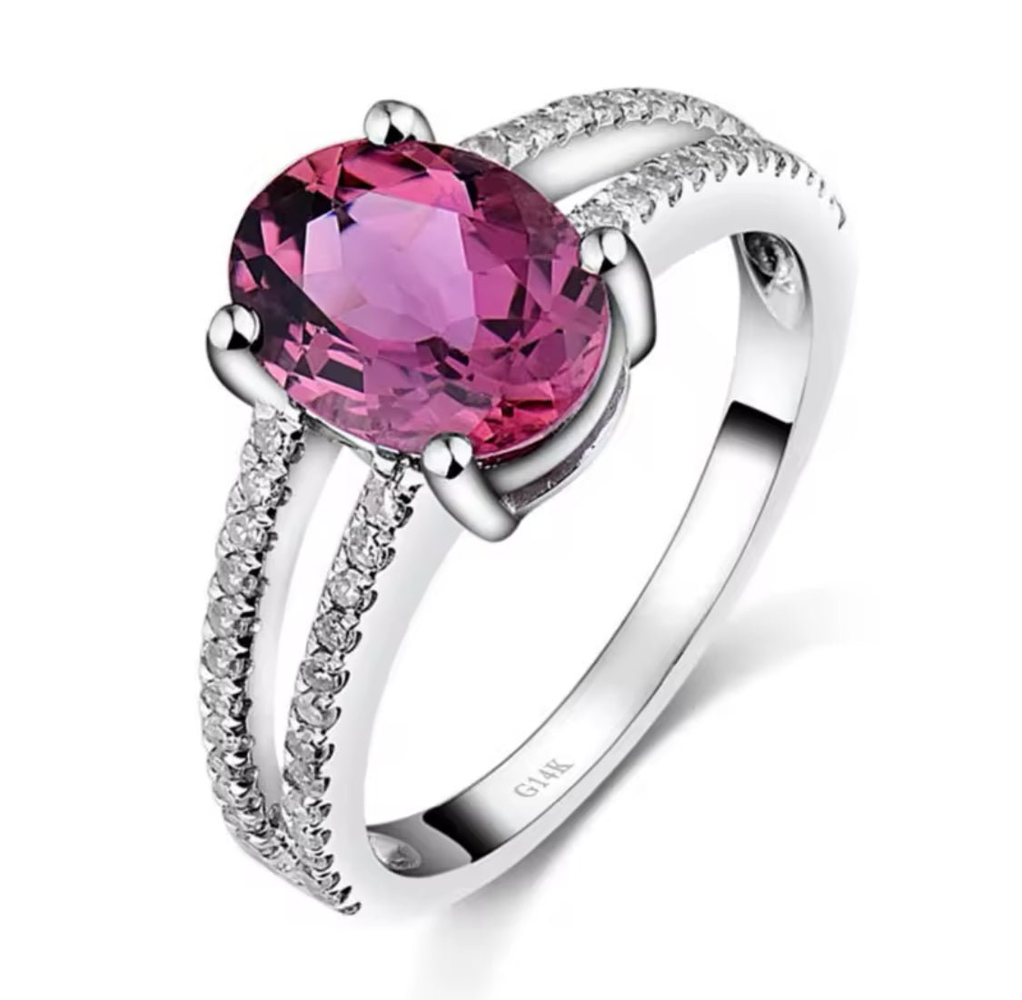 14kt White Gold Diamond 2.02 ct Tourmaline Ring