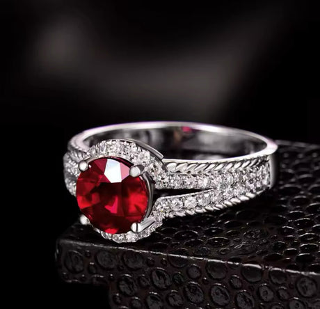 14Kt White Gold Diamond 2.10 ct Ruby Ring