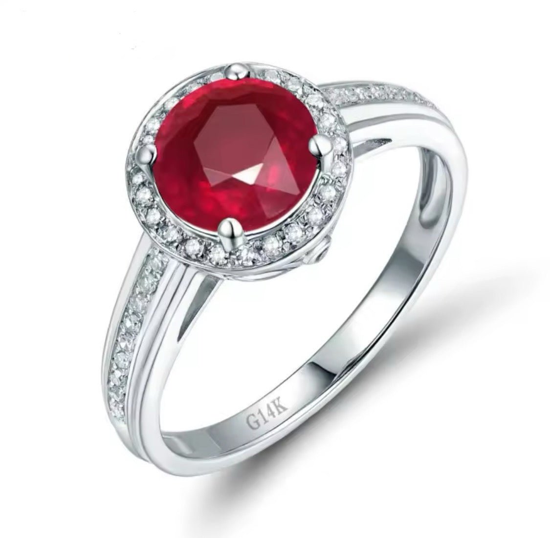 14Kt White Gold Diamond 2.10 ct Ruby Ring