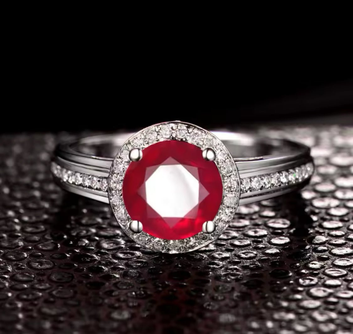 14Kt White Gold Diamond 2.10 ct Ruby Ring