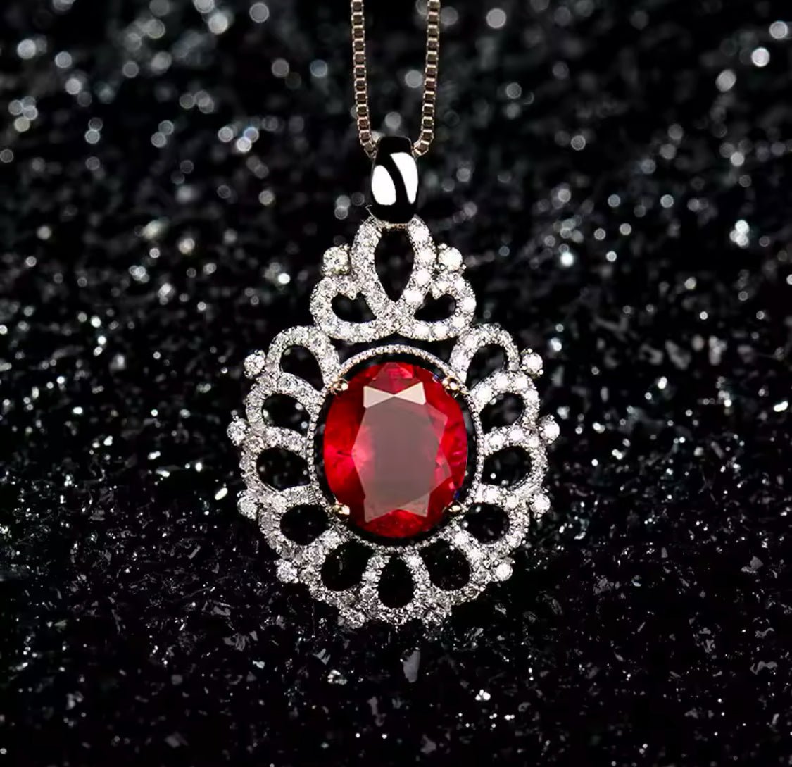 14Kt White Gold Diamond 4.35 ct Pink Ruby Pendant