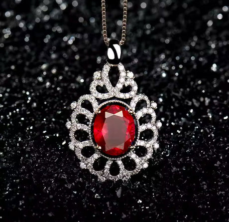 14Kt White Gold Diamond 4.35 ct Pink Ruby Pendant