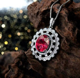 14Kt White Gold Diamond 4.36 ct Pink Ruby Pendant with Chain