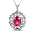 14Kt White Gold Diamond 4.36 ct Pink Ruby Pendant with Chain