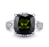 14kt White Gold Diamond 7.30 ct Green Tourmaline Ring