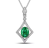 14Kt White Gold Diamonds 1.28 ct Emerald Pendant