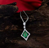 14Kt White Gold Diamonds 1.28 ct Emerald Pendant
