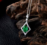 14Kt White Gold Diamonds 1.28 ct Emerald Pendant