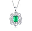 14Kt White Gold Diamonds 1.60 ct Emerald Pendant