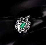 14Kt White Gold Diamonds 1.60 ct Emerald Pendant