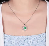 14Kt White Gold Diamonds 1.60 ct Emerald Pendant