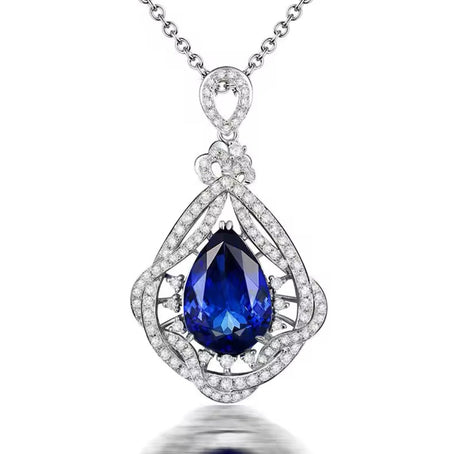14Kt White Gold Diamonds 2.10 ct Tanzanite Pendants