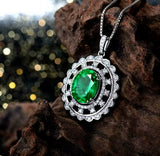 14Kt White Gold Diamonds 2.40 ct Emerald Pendant