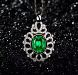 14Kt White Gold Diamonds 2.42 ct Emerald Pendant