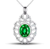 14Kt White Gold Diamonds 2.42 ct Emerald Pendant