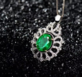 14Kt White Gold Diamonds 2.42 ct Emerald Pendant