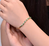 14kt Yellow Gold 0.73 ct Emerald Bracelet with Natural Diamonds 0.60 ct