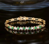 14kt Yellow Gold 0.73 ct Emerald Bracelet with Natural Diamonds 0.60 ct