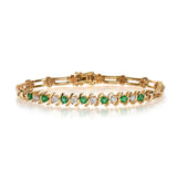 14kt Yellow Gold 0.73 ct Emerald Bracelet with Natural Diamonds 0.60 ct