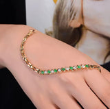 14kt Yellow Gold 0.73 ct Emerald Bracelet with Natural Diamonds 0.60 ct