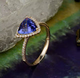 14Kt Yellow Gold 1.81 ct Tanzanite Ring with Diamonds