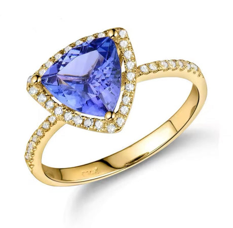 14Kt Yellow Gold 1.81 ct Tanzanite Ring with Diamonds