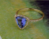 14Kt Yellow Gold 1.81 ct Tanzanite Ring with Diamonds