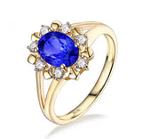 14Kt Yellow Gold 1.82 ct Tanzanite Ring with Diamonds