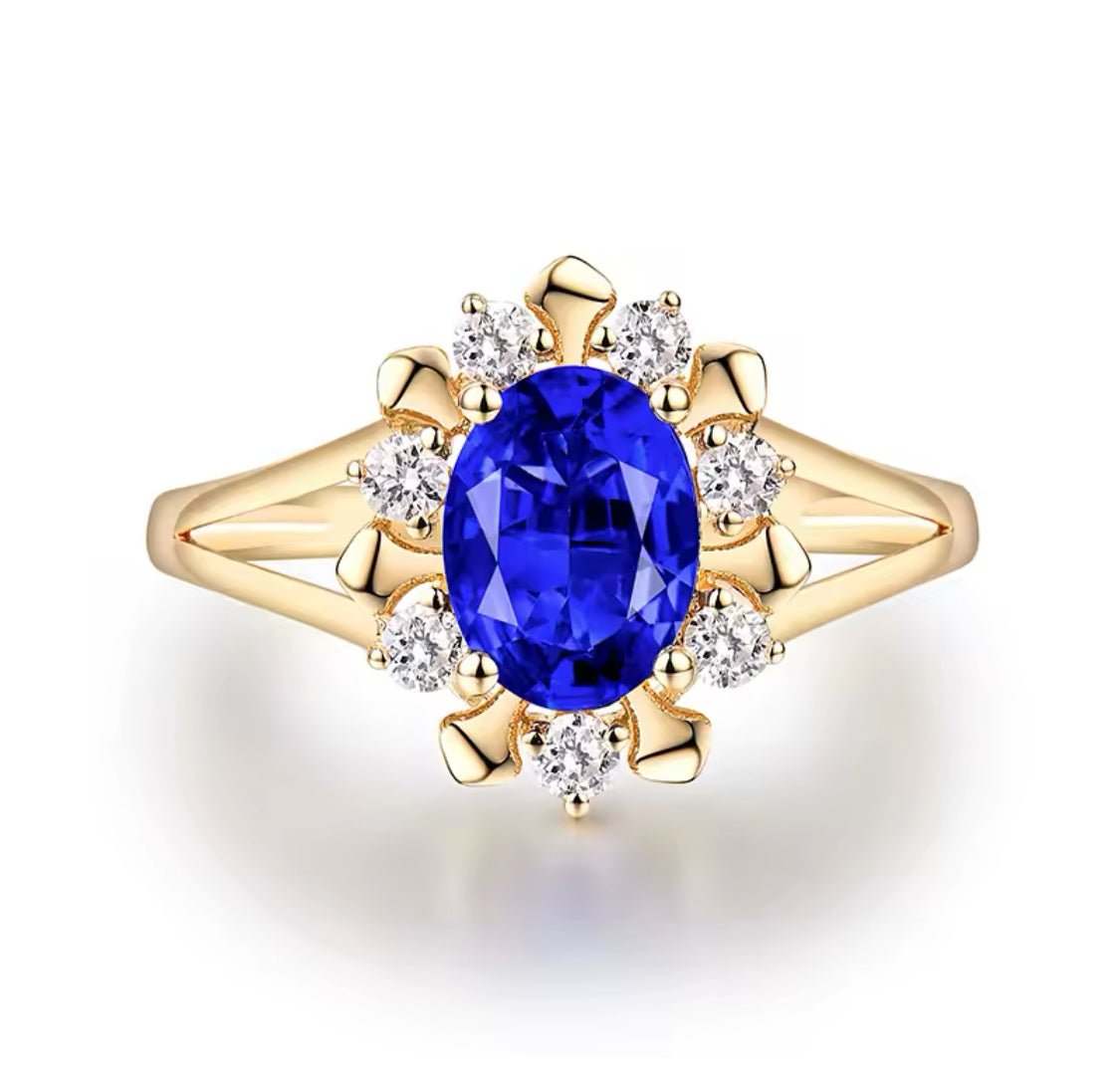 14Kt Yellow Gold 1.82 ct Tanzanite Ring with Diamonds