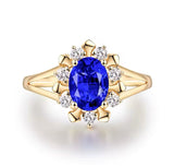 14Kt Yellow Gold 1.82 ct Tanzanite Ring with Diamonds