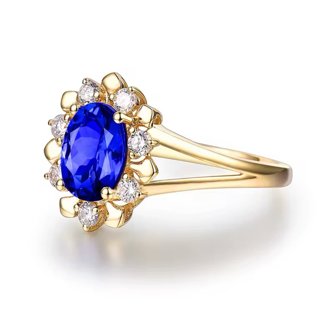 14Kt Yellow Gold 1.82 ct Tanzanite Ring with Diamonds