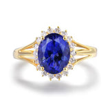 14Kt Yellow Gold 2.17 ct Tanzanite Ring with Diamonds