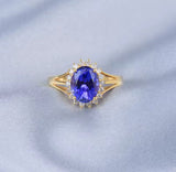 14Kt Yellow Gold 2.17 ct Tanzanite Ring with Diamonds