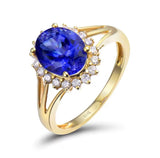 14Kt Yellow Gold 2.17 ct Tanzanite Ring with Diamonds