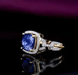 14Kt Yellow Gold 2.50 ct Tanzanite Ring with Diamonds