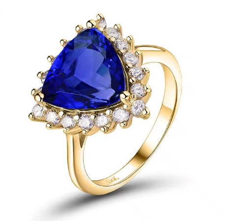 14Kt Yellow Gold 2.50 ct Tanzanite Ring with Diamonds