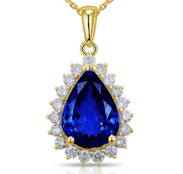14Kt Yellow Gold Diamond 3.60 ct Tanzanite Pendant